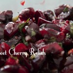 Sweet Cherry Relish on Goat Cheese Crostini