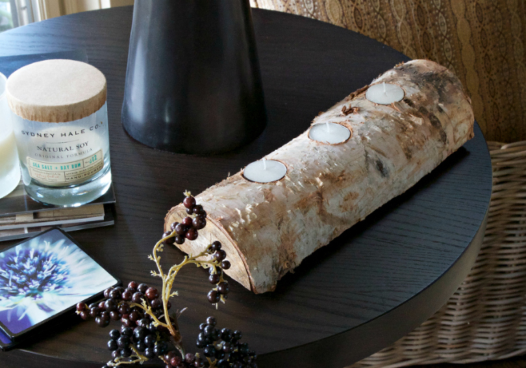 Birch Log Candle A