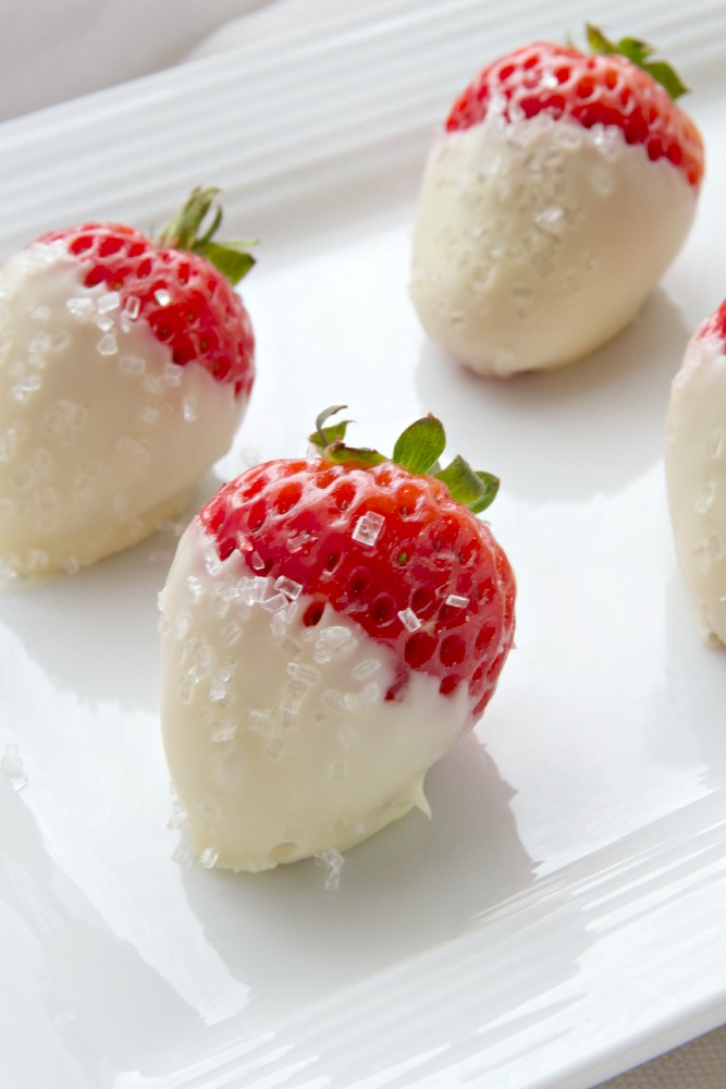Valentine's Day Desserts-White Chocolate Dipped Strawberries - Just a Smidgen