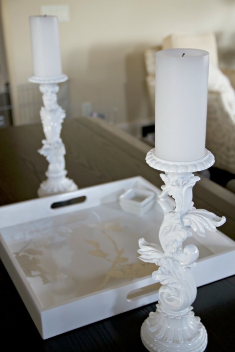 White Lacquer candlesticks