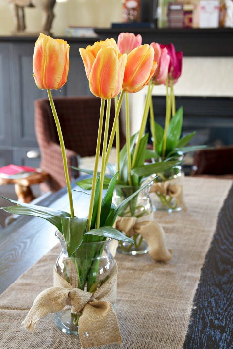 ombre tulips tablescape