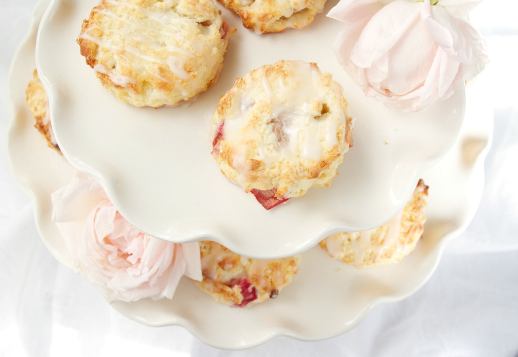 Gluten-Free Rhubarb Scones with a Pink Lemonade Glaze » Just a Smidgen