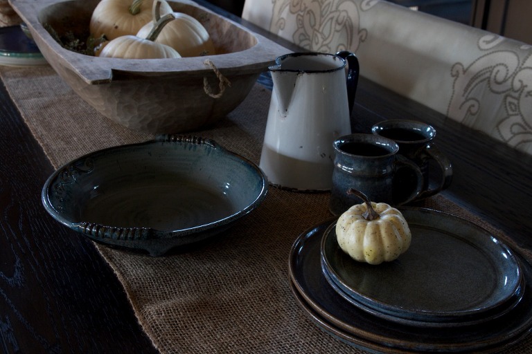 White Pumpkins in Wooden Dough bowl
