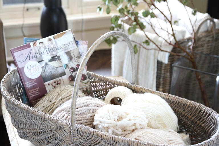 basket filled with wool