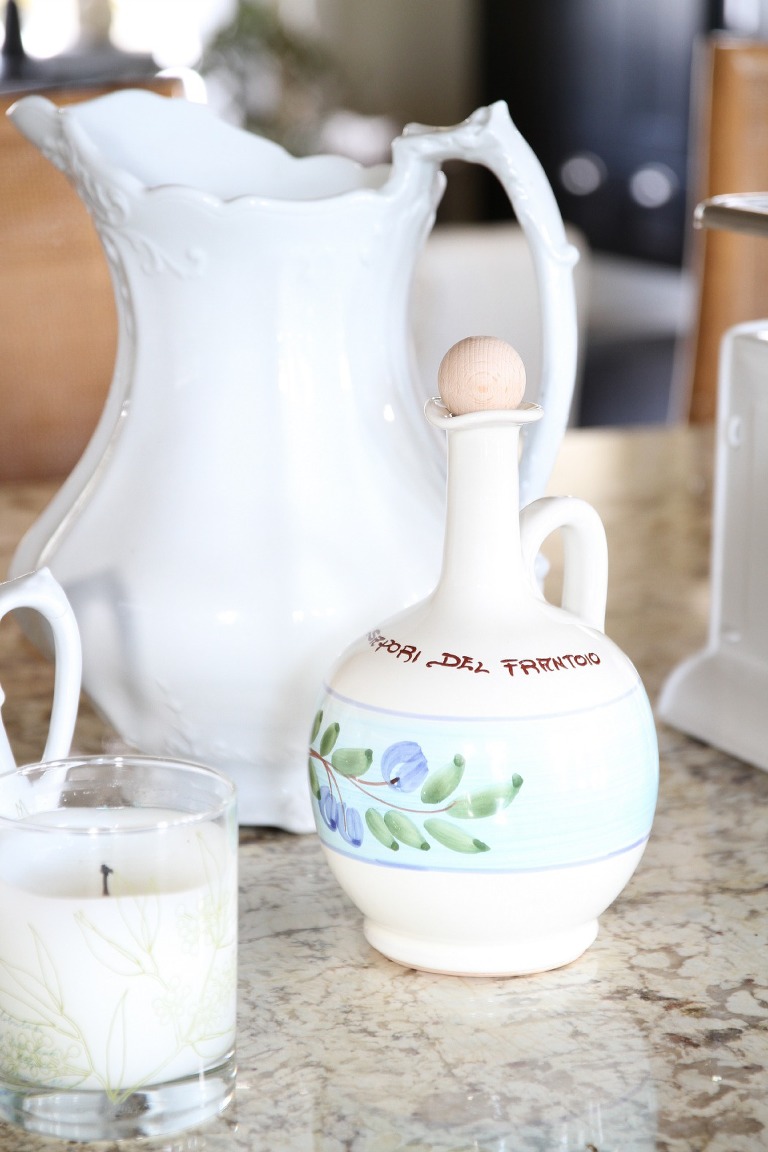 white jug w olive oil jug