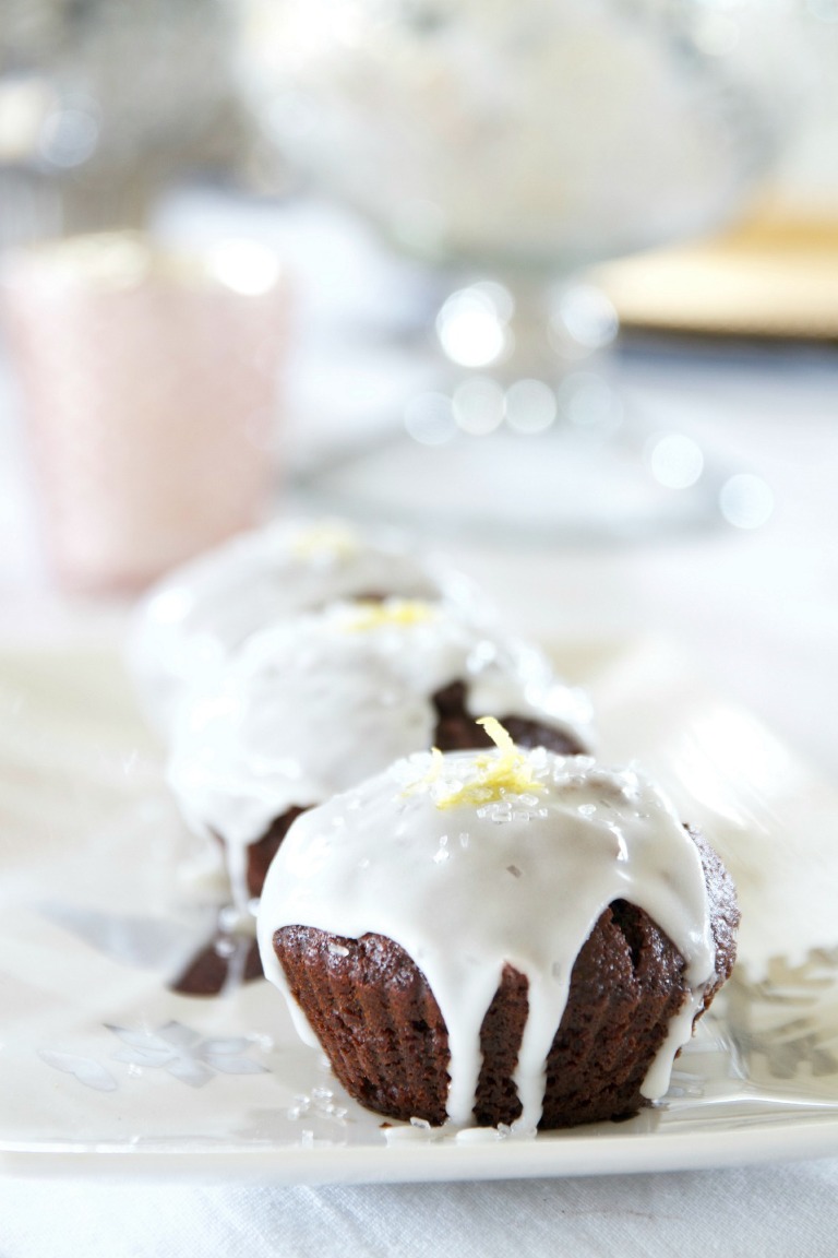 Cgristmas Gingerbread Muffins with Lemon Glaze