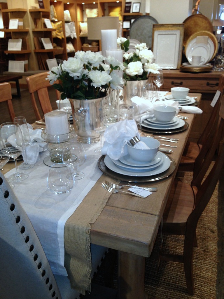 Pottery Barn White and Silver Tablescape