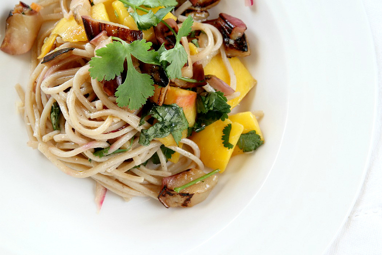 Soba Noodles with Eggplant and Mango